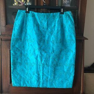 CHITA B: EVENING: SHERRIE BLOOM-PETER NOVIEL TURQUOISE BEADED SILK SKIRT SIZE 14